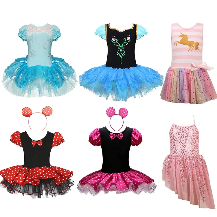 Popular Unicorn Dance Leotards Chiffon Skirt Sleeveless Ballet Leotards for Girls Dance Camisole Dress with Rainbow Color Summer