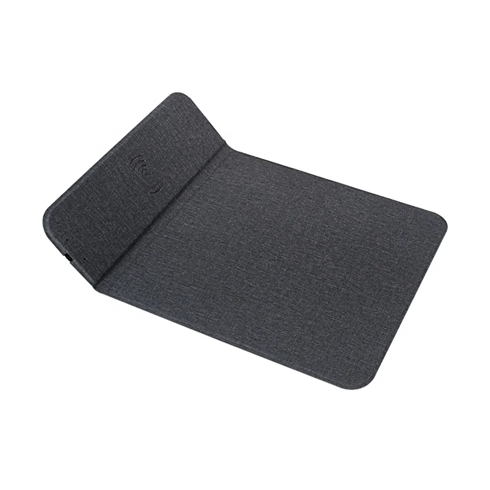 3 in 1 Foldable Office Mouse Pad with Phone Holder Stand and 10W Quick Wireless Charger for iPhones 11 Pro Max with LED