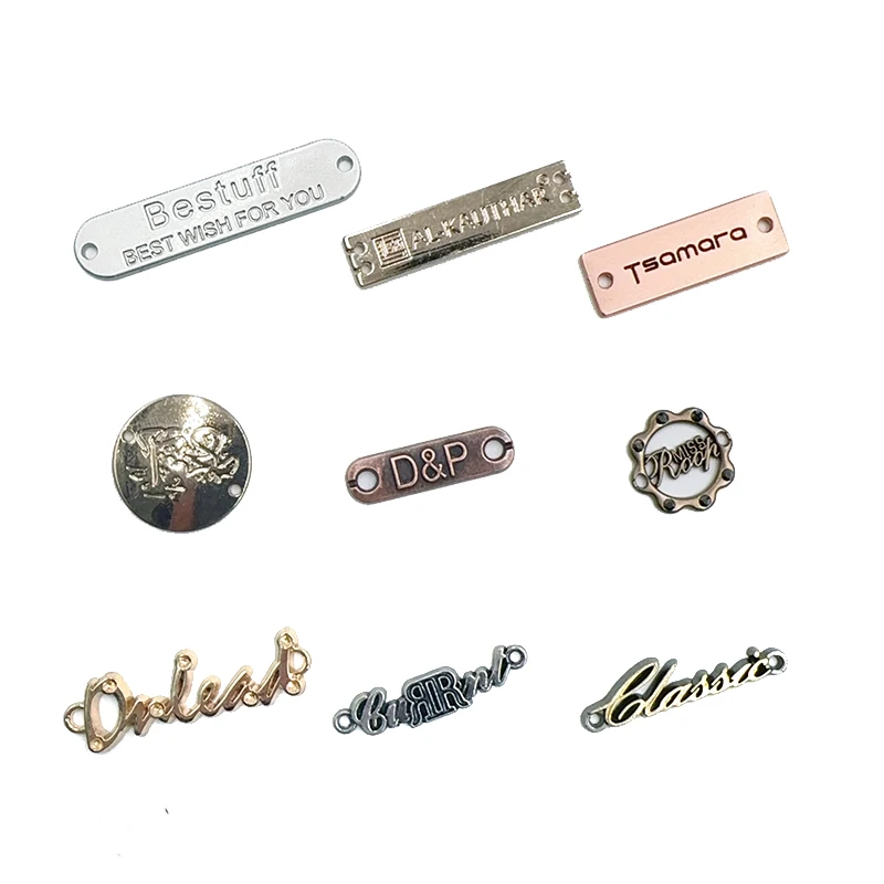 FREE SAMPLE Clothing Metal labels Trademark Logo Letter Hand Sewn Hardware Letter Label Clothing Logo Trademark