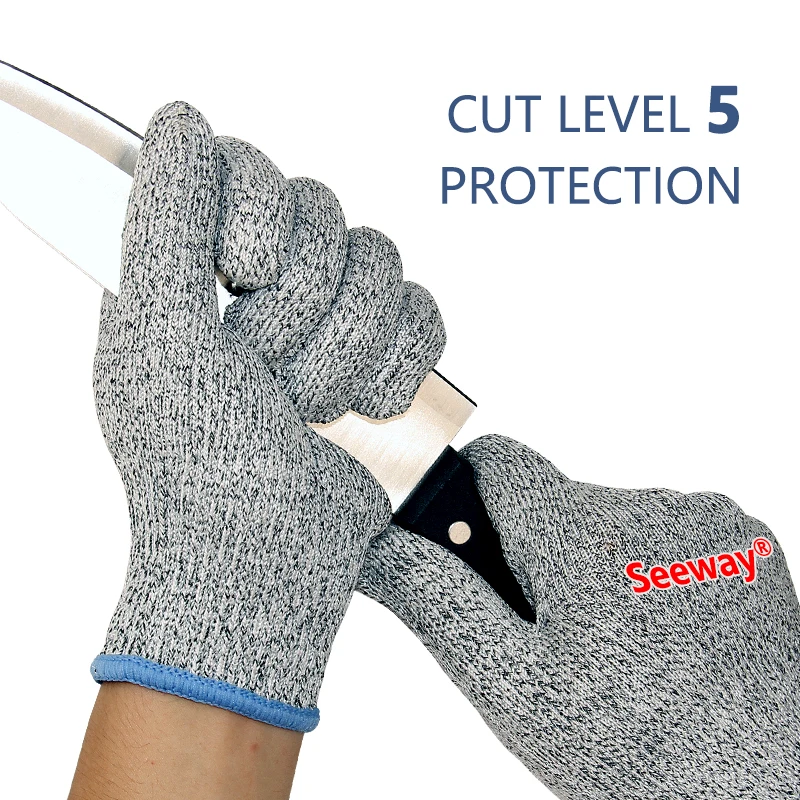 Seeway Cut level 5 PU Grip Cut Resistant Gloves Cut Resistance Level 5 Knit Anti Cutting Gloves