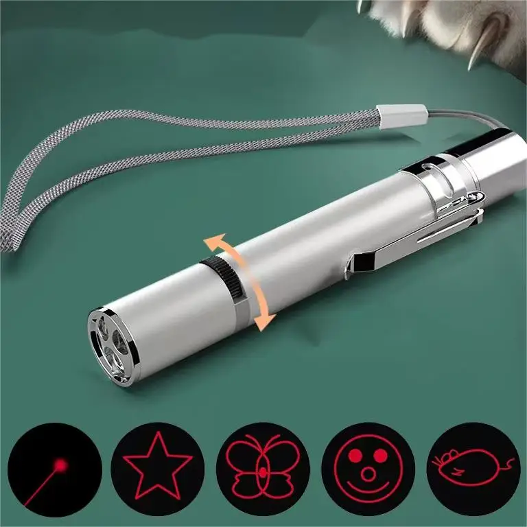Biumart Интерактивная кошка лазерные игрушки USB с разными рисунками кошки палочка забавные игры обучающая