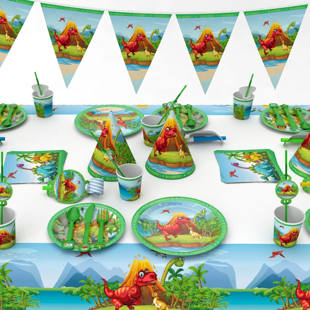 Factory Sale Dinosaur Themed Party  Tableware Set  Disposable  Animal  Birthday Party Celebration in Set Sale