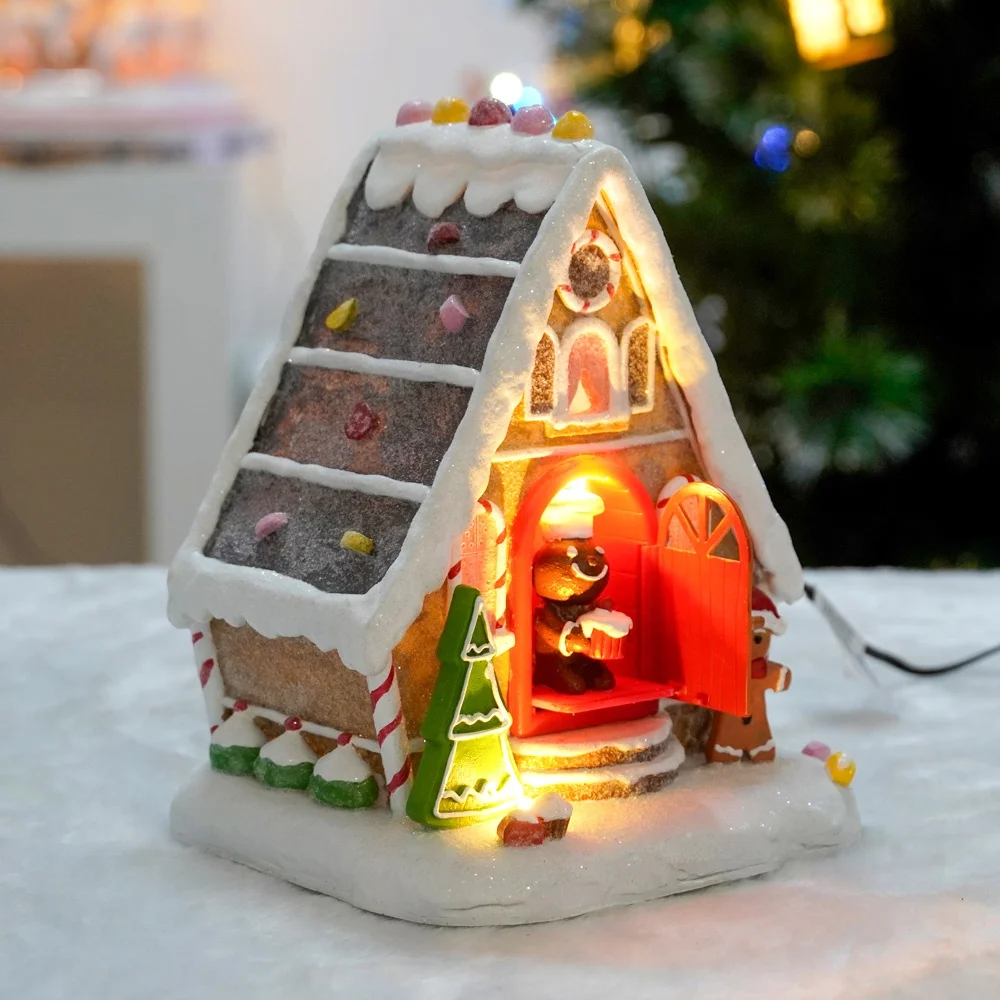 Battery Operated LED Musical Gingerbread House,Christmas Gingerbread house,Christmas Village house