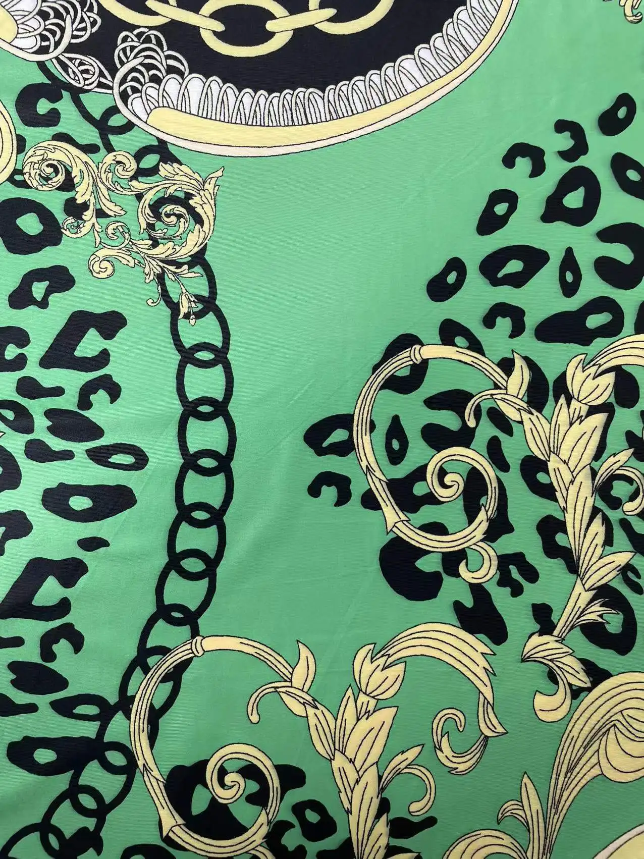 RL  customize Digital printing ethnic totem leopard print milk silk fabric Print Fabric for garment