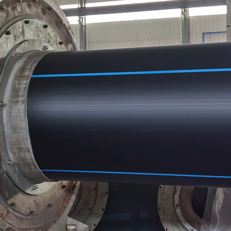 Black with Blue Stripes Plastic PN16 12 inch HDPE Pipe Prices for Underground Drainage Tube