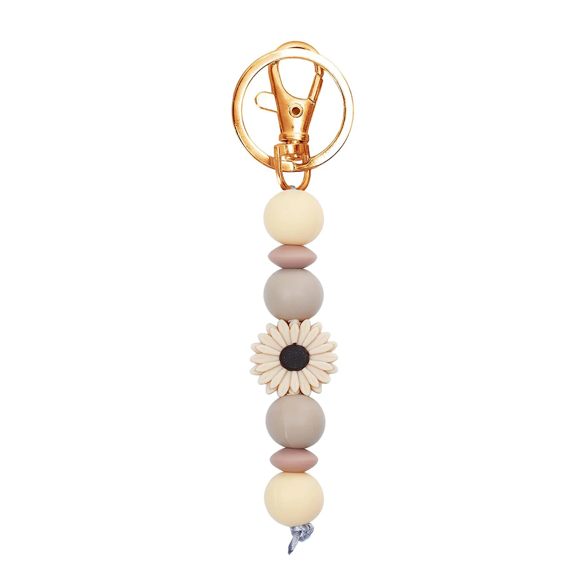 Free sample flower silicone bead keychain key ring holder for car keys holder