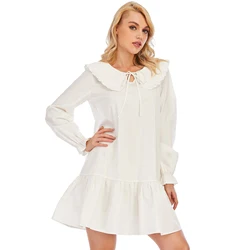 Spring 2021 women clothing loose cotton summer frocks sweetheart neck Preppy skirt dresses