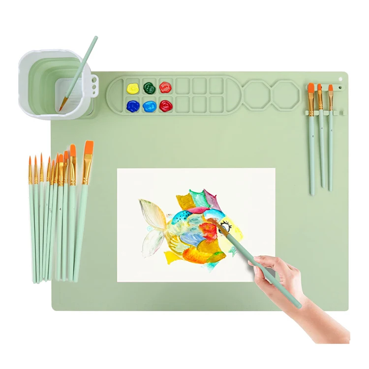 Custom Bpa Free Food Grade Silicone drawing mat Multi-Purpose Silicone Craft Mat Silicone Painting Mat With Cup