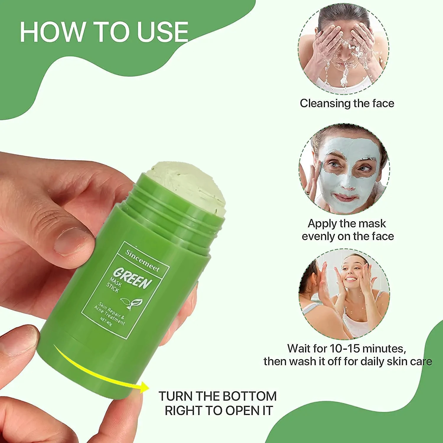 Private Label Clay Mask Stick Deep Cleanising Organic Mud Purifying Whitening Nourishing Green Tea Face Clay Mask Stick