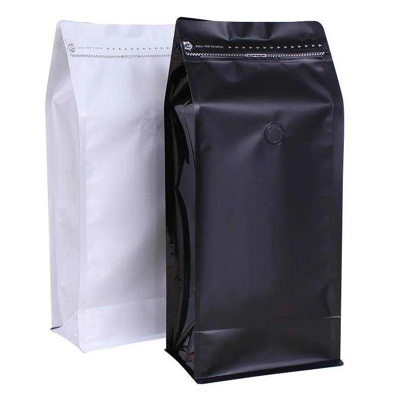 500g Standup Bags Matte White Flat Bottom Foil Pouch Resealable Zipper Top Kraft Paper 8-side seal bag for coffee tea