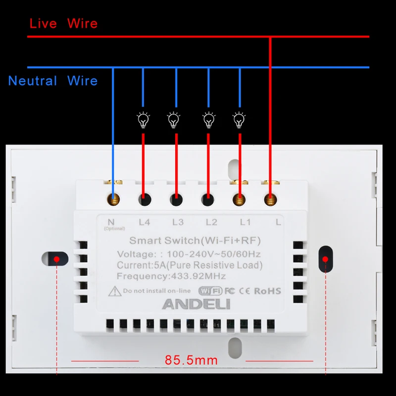 Wi-Fi умный свет настенный выключатель стеклянный экран Сенсорная панель RF433 беспроводной электрический пульт дистанционного управления управление Smartlife с