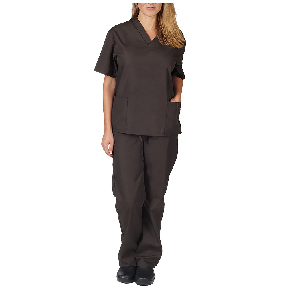 Wholesale High Quality Short Sleeve Hospital Stretch Medical Scrubs Uniforms Nurse Sets