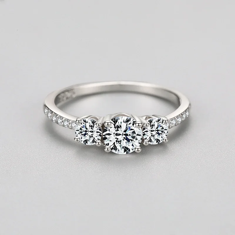 s925 sterling silver light luxury high-end 1 gram diamond ring female fashion all-match ring proposal wedding ring