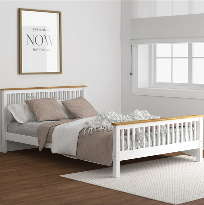Детская кровать из массива дерева спальная сосны Современная Минималистичная мебель для основной спальни двойная