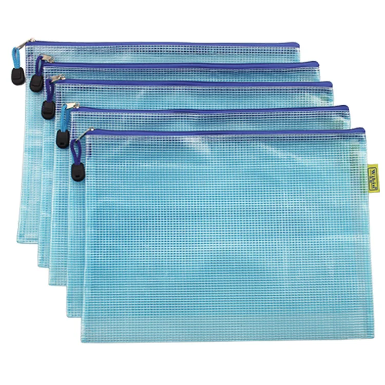 
File Folder Bag Mesh Document Bags with Zipper Plastic Custom Logo A4 Clear PVC Opp Bag Office School Stationery Waterproof 