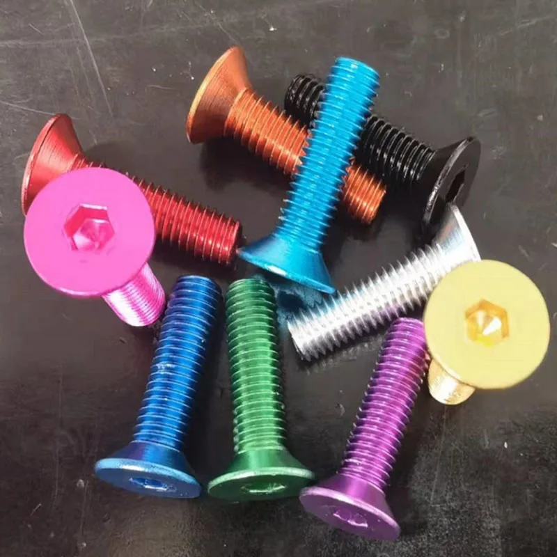 M4 M5 M6 M7 Flat Head Colorful Aluminum Screw Aluminum Hex Socket Countersunk Head Screw