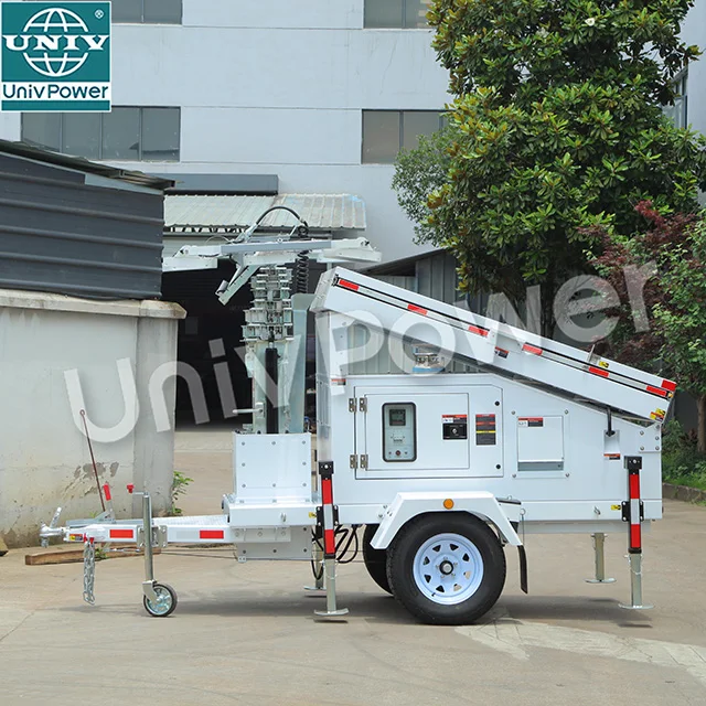 Emergency Rescue 4*100W mobile trailer solar led light tower hydraulic mast in Australia use
