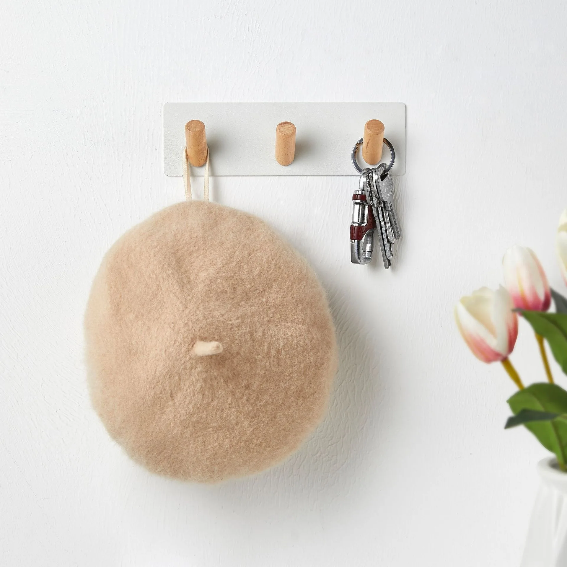 Creative Coat and Hat Key Hook Door Back Doorway Wall Key Hanger No Punching Clothes Organizer