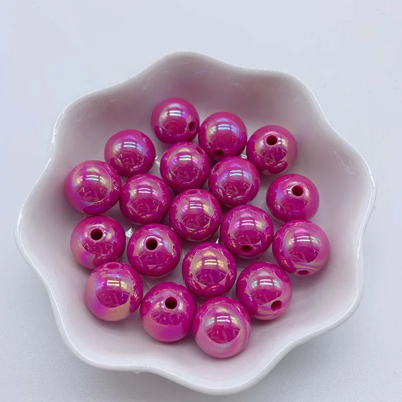 Hot Sale 500G/bag Acrylic Beads AB Plating Plastic Round Loose for Mobile Phone Chain Bracelet Jewelry Making