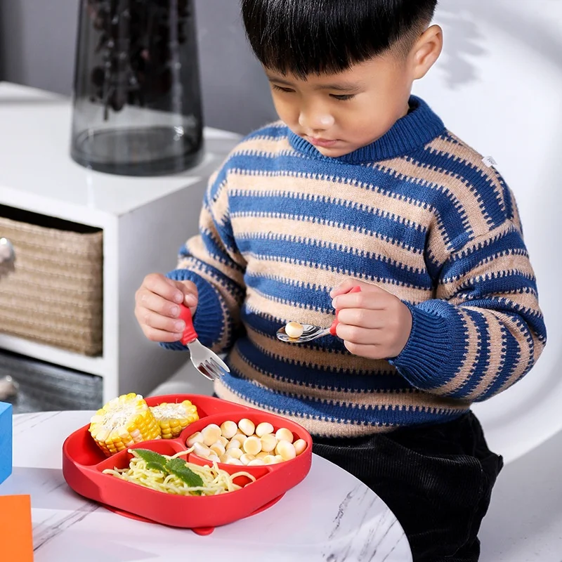 2023 Top Selling Non Slip Dishwasher and Microwave Safe Divided Unbreakable Baby Silicone Suction Plate