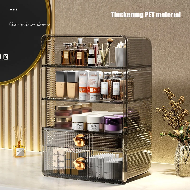 High Quality Luxury Transparent Visible Makeup Organization Plastic PET Drawer Cosmetic Jewelry Storage Box