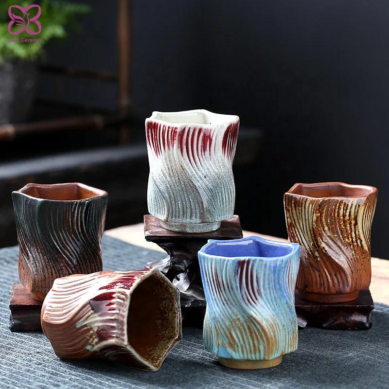New Design Kiln Change Square Irregular Hand Made Ceramic Stoneware Coffee Mug Tea Cup