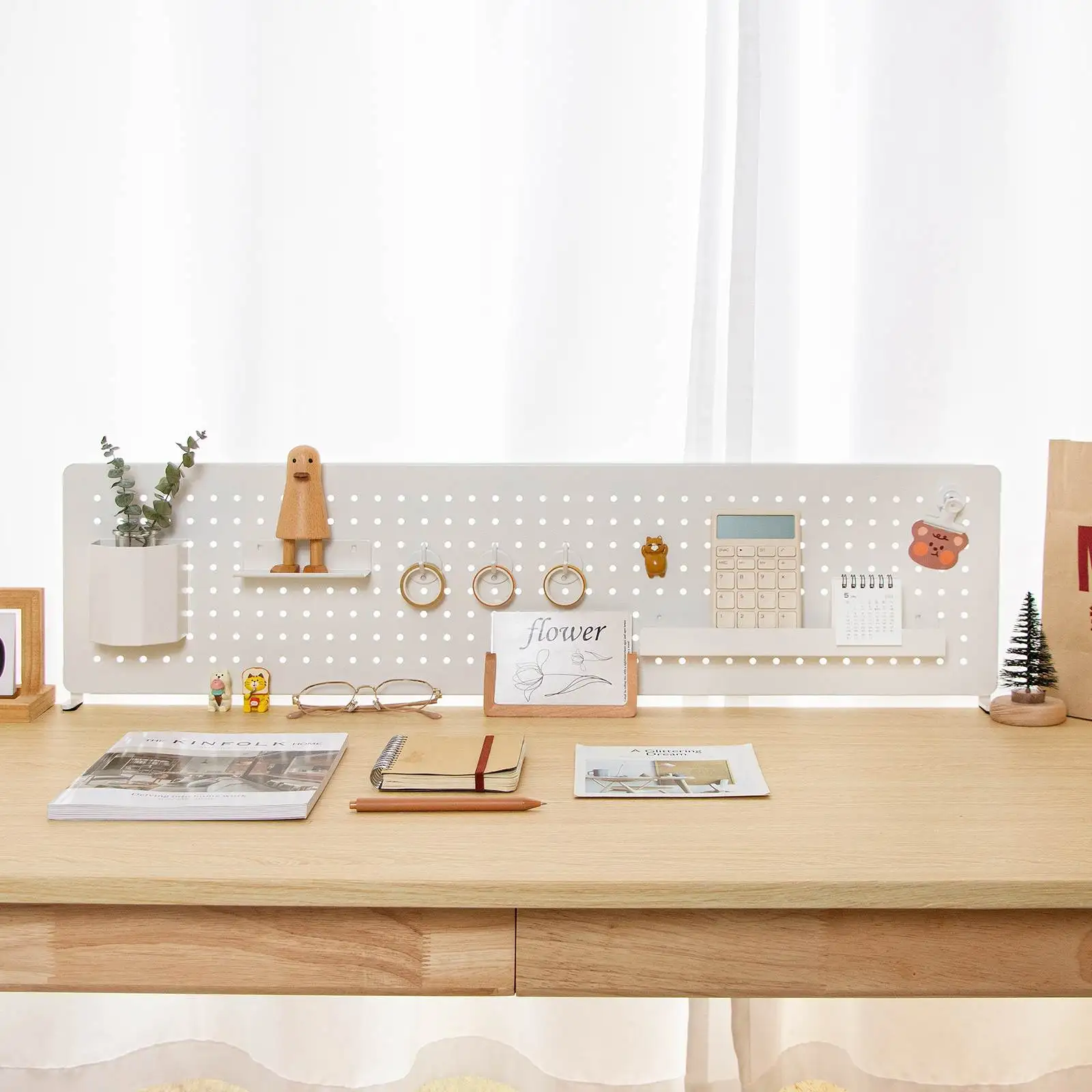 Hole Plate Desk Office Metal Pegboard With Galvanized Finished, Sturdy And Reliable Wall Organizer For Office Supplies And Tools