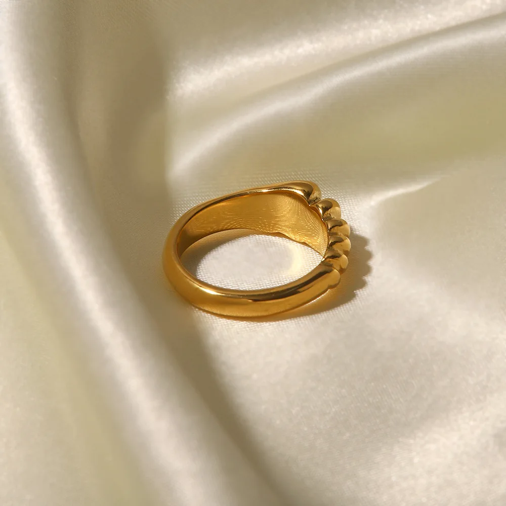 High Quality Half Screw Shape 18K Gold Plated Stainless Steel Chunky Rings For Women
