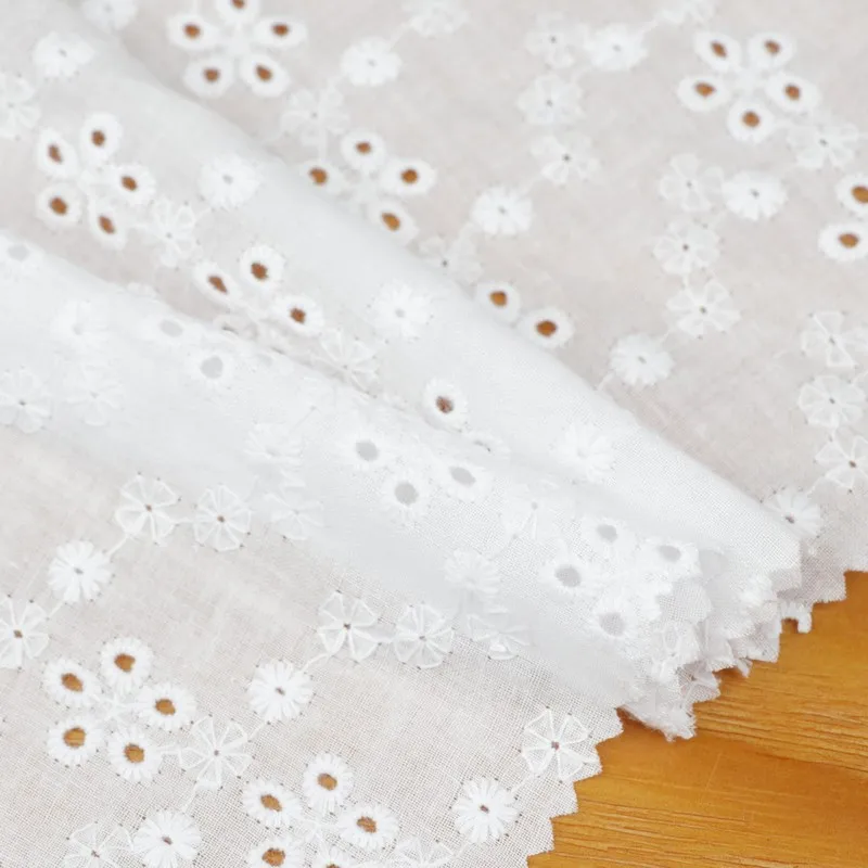100% swiss voile  all over eyelet fabric  cotton embroidery lace white eyelet embroidered fabric for women dress