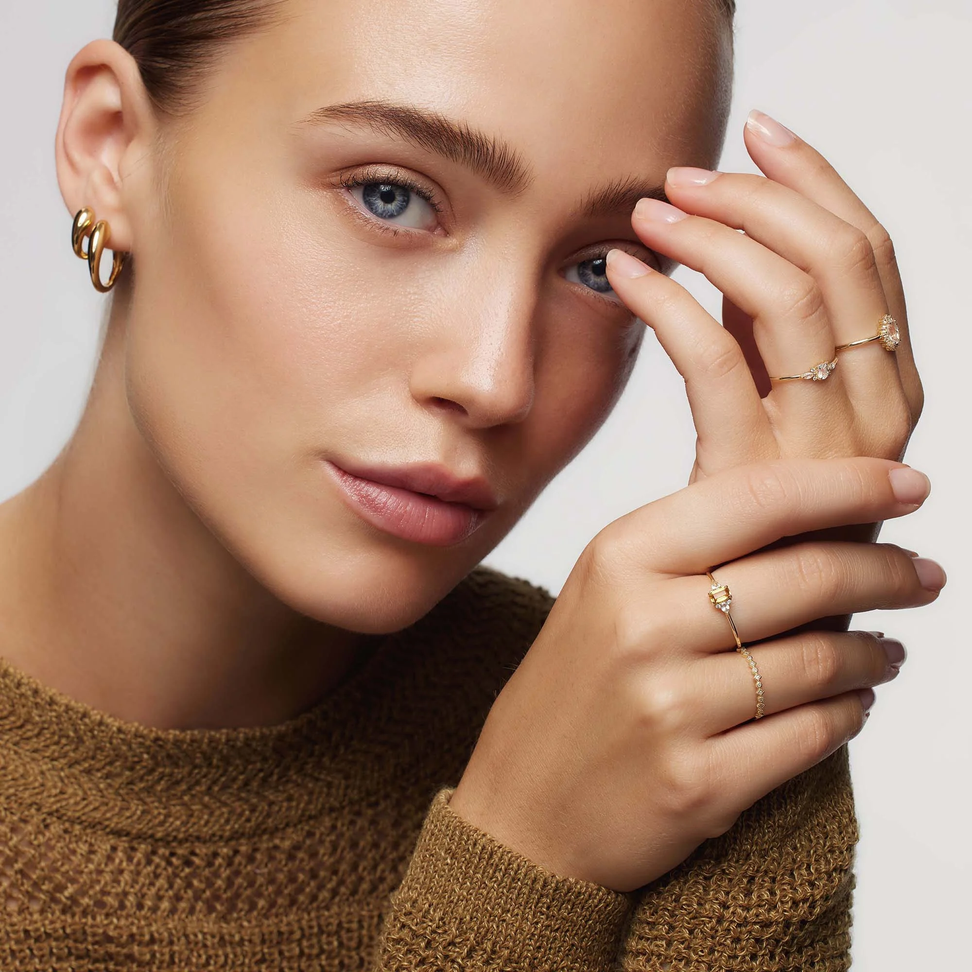 Milskye chunky jewelry 925 sterling silver 18k gold plated geometric allure huggie earrings for women