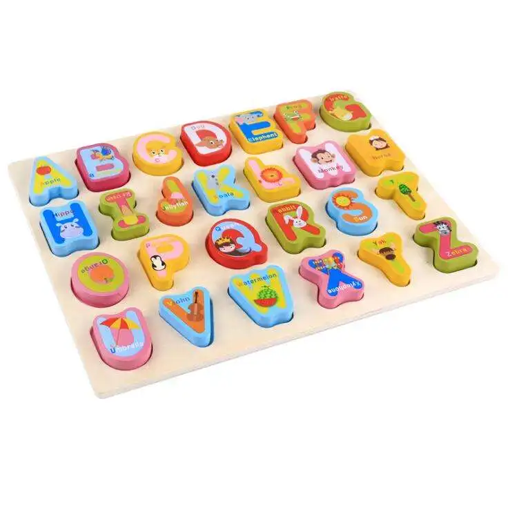 ABC Puzzle Digital Wooden Toys Early Learning Jigsaw Letter Alphabet Number Puzzle Preschool Educational Baby Toys for Children