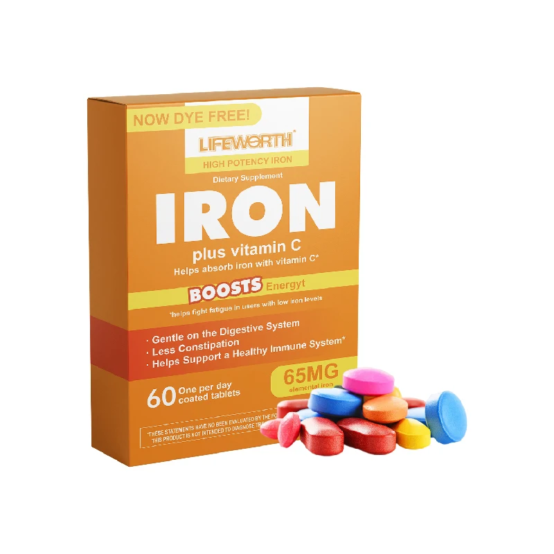 LIFEWORTH Iron Supplement for Women with Vitamin C B12 and Folic Acid Multi