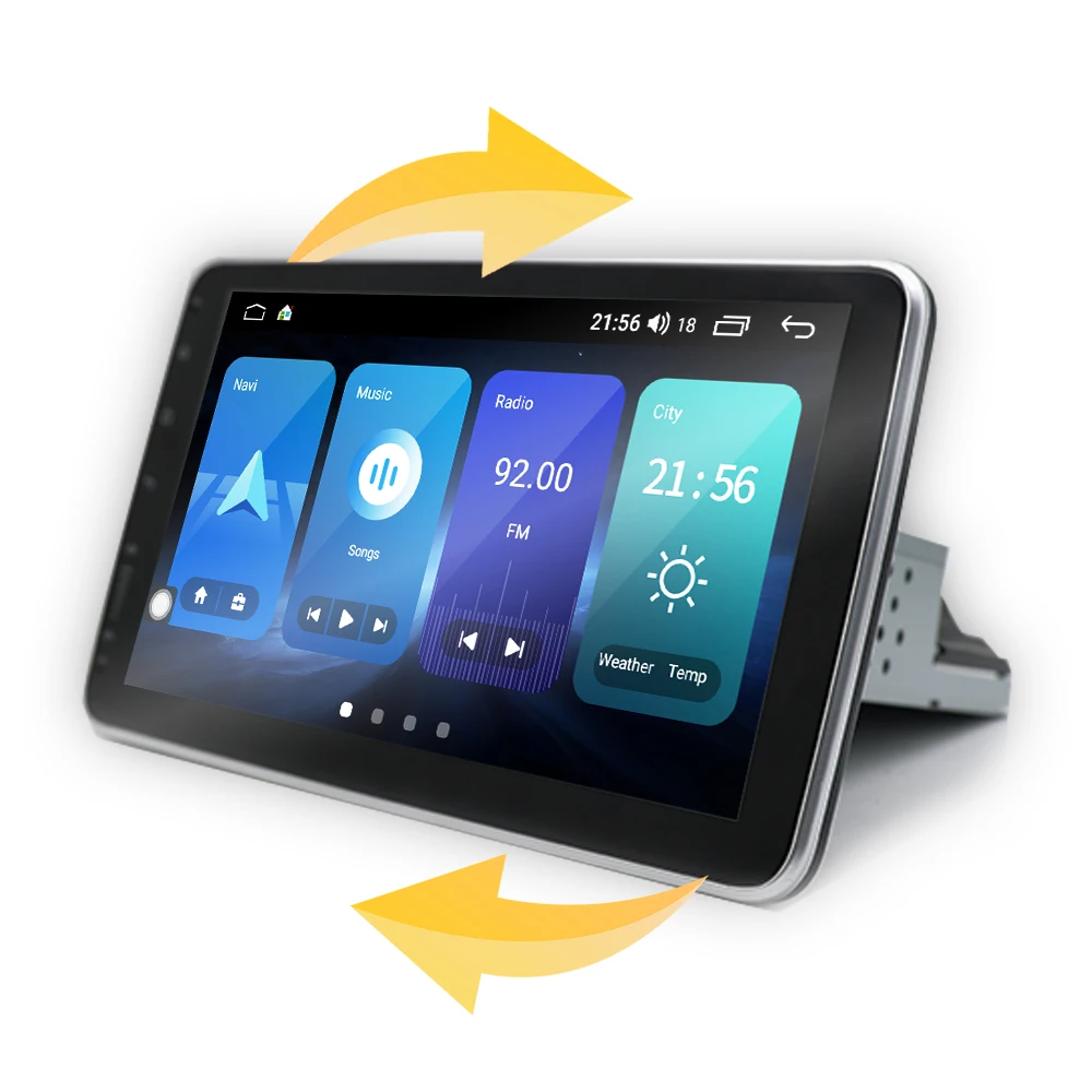 Android 13 rotating screen 1DIN 10.1inch Car stereo with BT GPS WIFI CarPlay Multimedia Player IPS