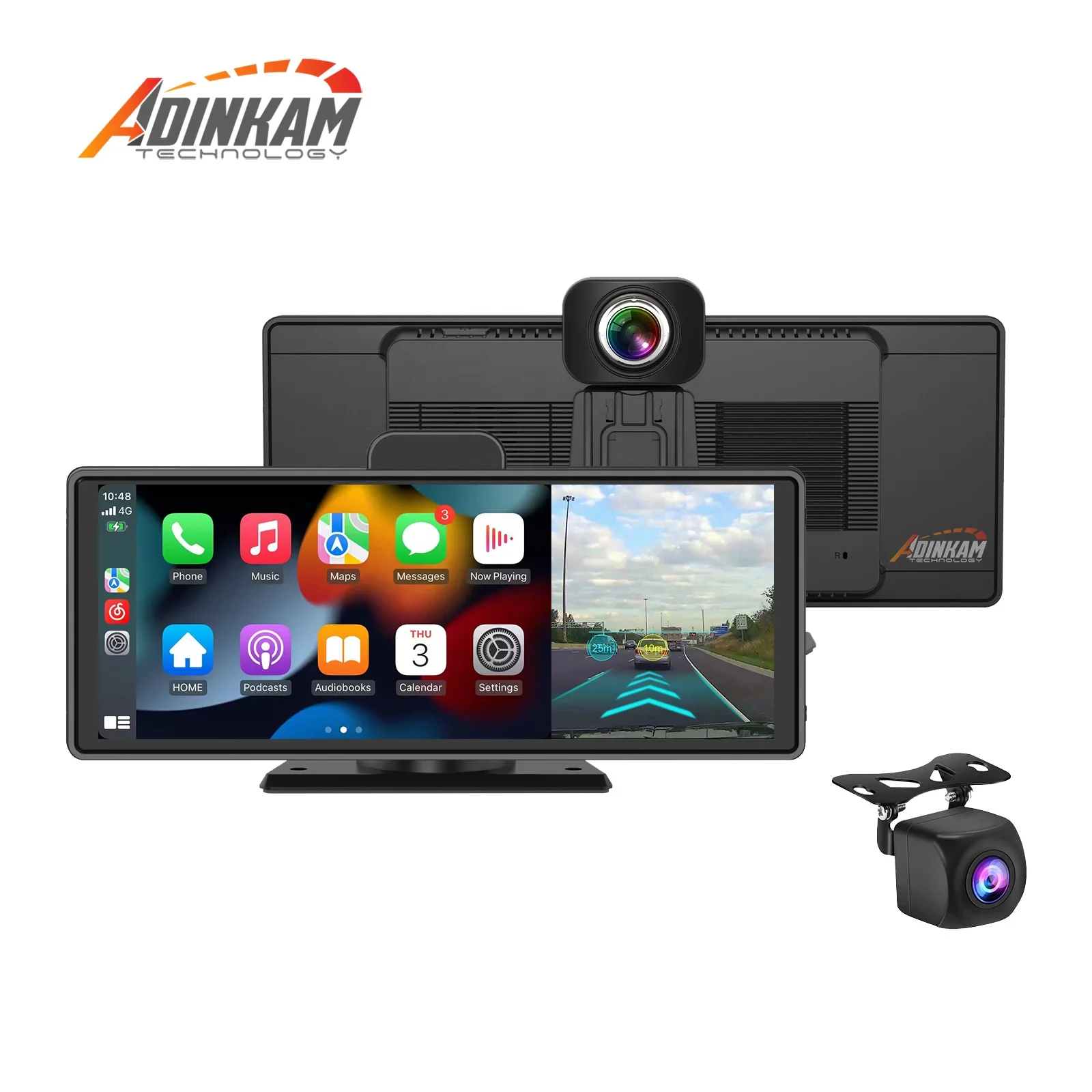 Видеорегистратор ADINKAM 10 26 дюйма Android H.265 ADAS AUX 4K передняя и задняя