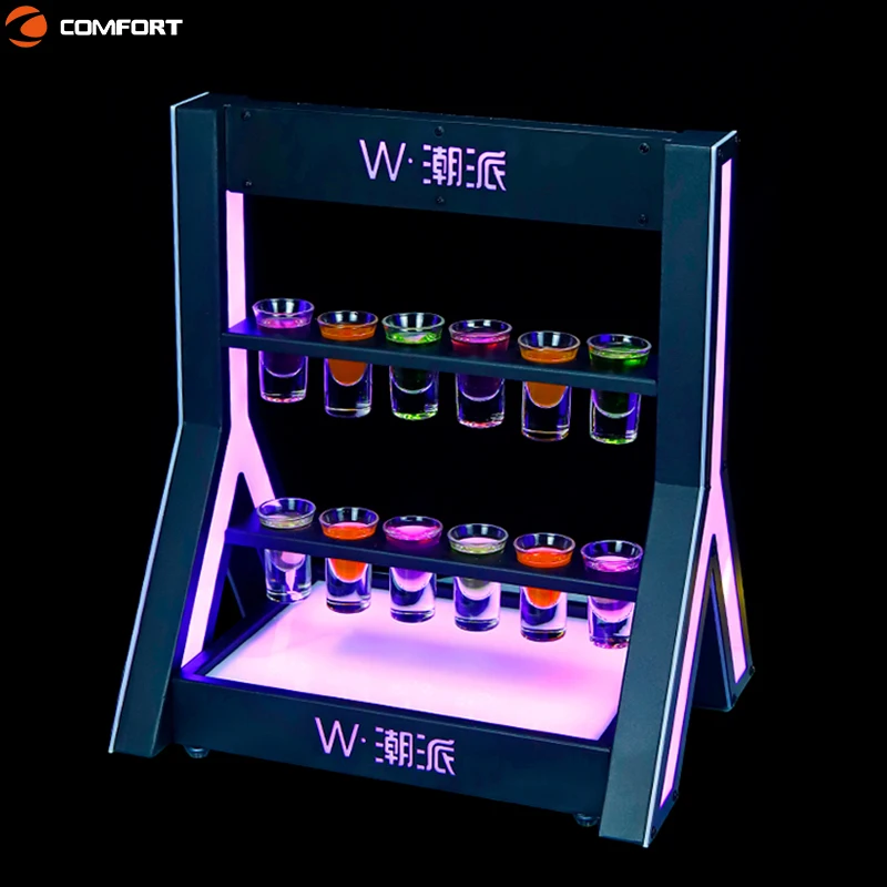 Bar Ferris wheel led bottle glorifier Cocktail Glass Display Stand LED Rechargeable Shot Glass Tray Champagne Wine Rack Holder