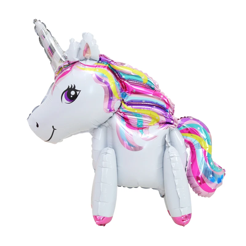 Wholesale Inflatable 3D Unicorn Balloons Shape Inflatable Custom OEM Party Globos Stand Unicorn Horse Aluminum Foil Balloons