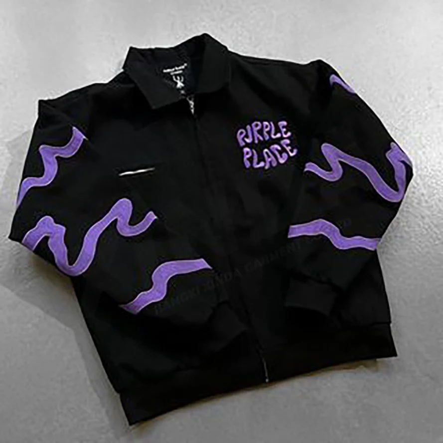 New fashion denim tears flat embroidery printed high street same style washed retro denim jacket for men