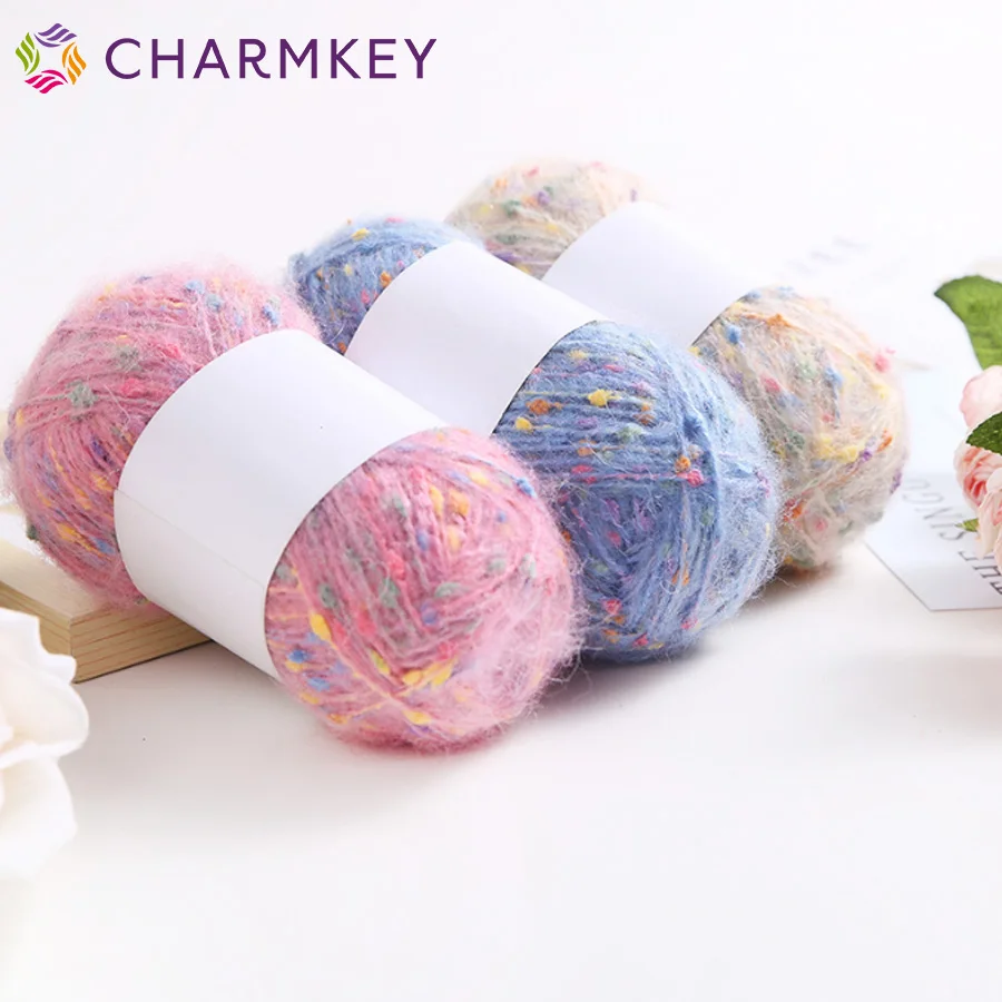 Китай 50 г цветная точечная мохеровая пряжа приятная для кожи DIY тканый мягкий свитер шарф