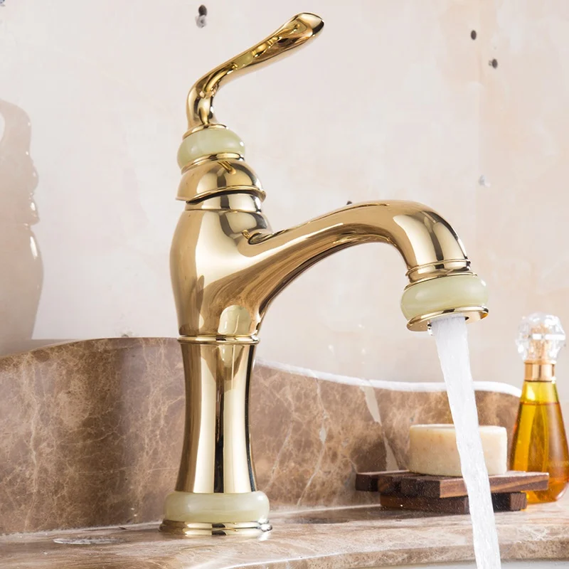 Hot Sale High Quality Superior Quality Jade Bathroom Single Hole Brass Wash Basin Faucets
