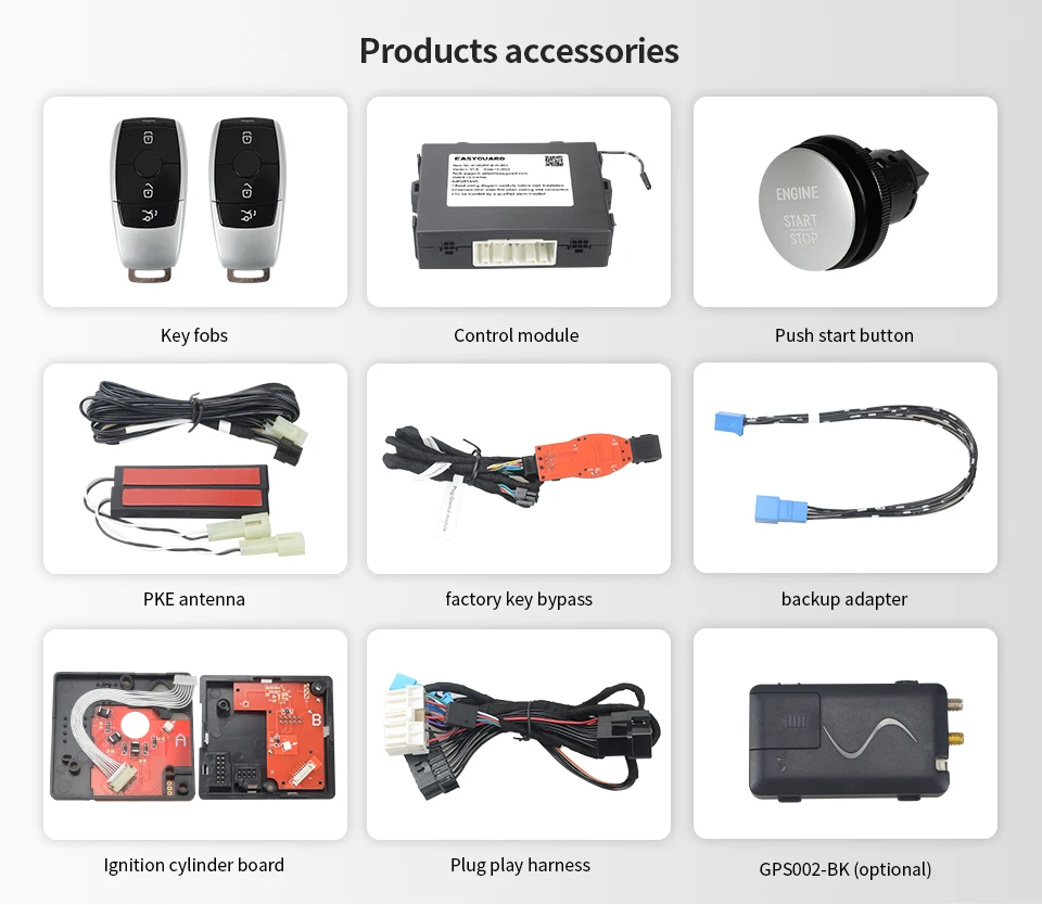 EASYGUARD plug play car alarm fit for 13-15 Benz ML W166/13-15 GL  X166/16-18 GLS X166/12-18 GLA X156  smartphone app control