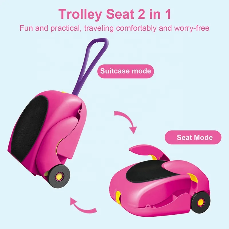 Baby Plastic Ride On Suitcase Multifunction Travel Luggage Child Seats Hardshell Trolley Case For Kids Toddler
