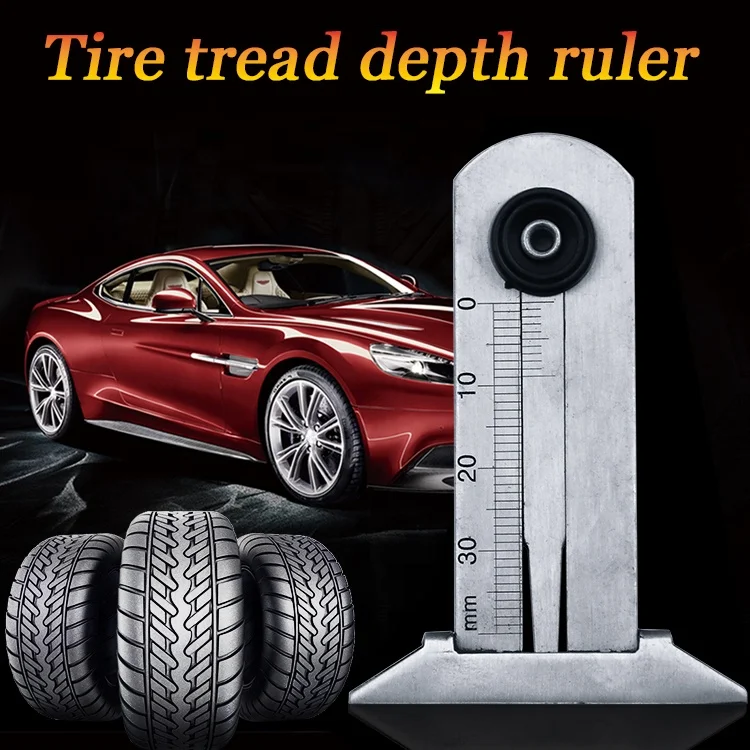 Stainless Steel Car Tyre Tire Tread Depth Gauge Meter Ruler Caliper Measuring Tool Moto Truck