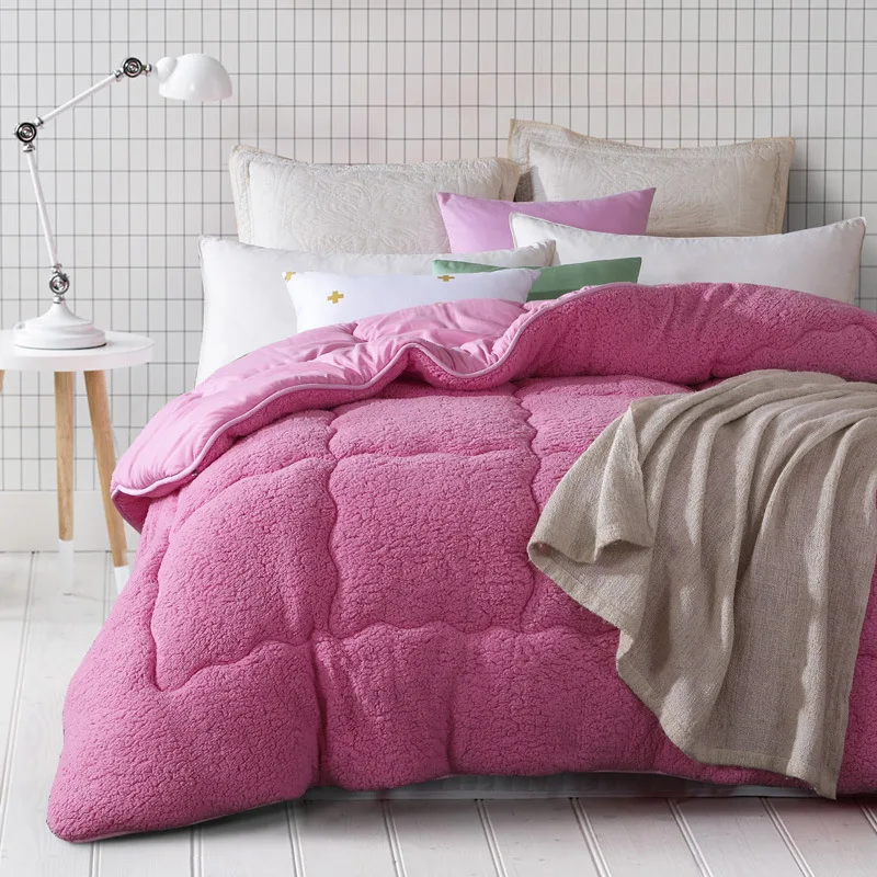 Fleece Quilt Custom Hot Sale OEM Manufacture Anti-bacterial Quilted Duvet Polyester Comforter Fiber Quilt for Winter