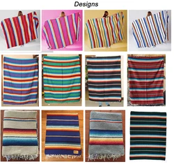 Large Artisanal Mexican Blankets Colorful Fiesta Beach Yoga Outdoor Throw Mexican Serape Blanket