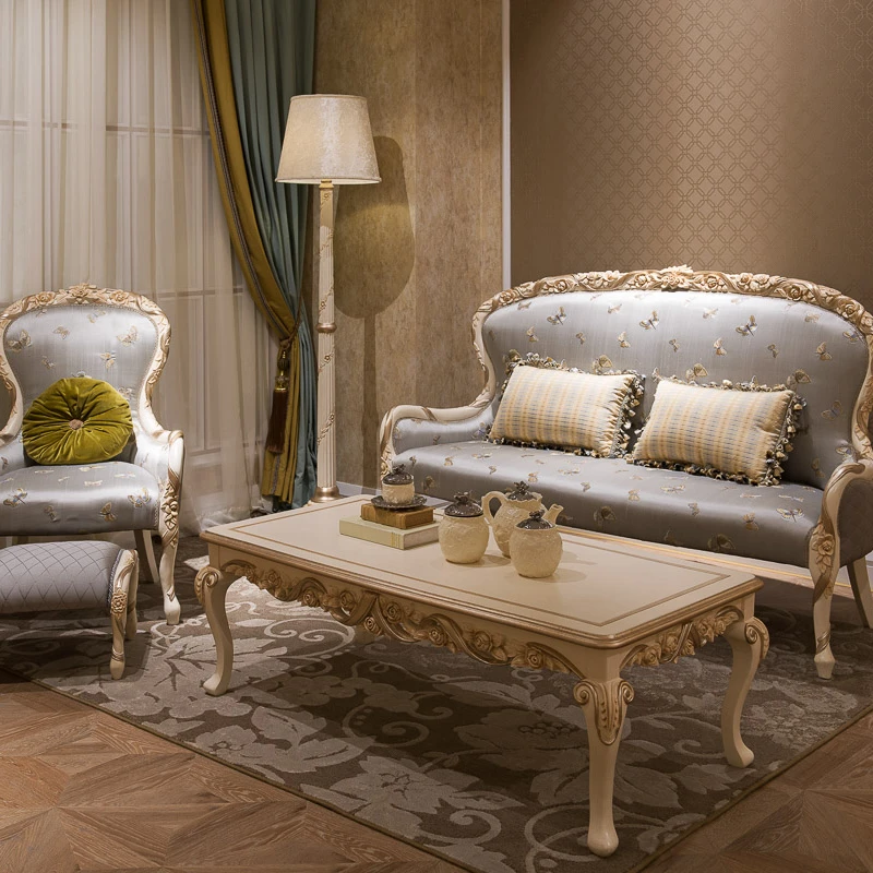 Luxury classic fancy antique paint TV stand French royal style living room furniture solid wood carved console table TV cabinet