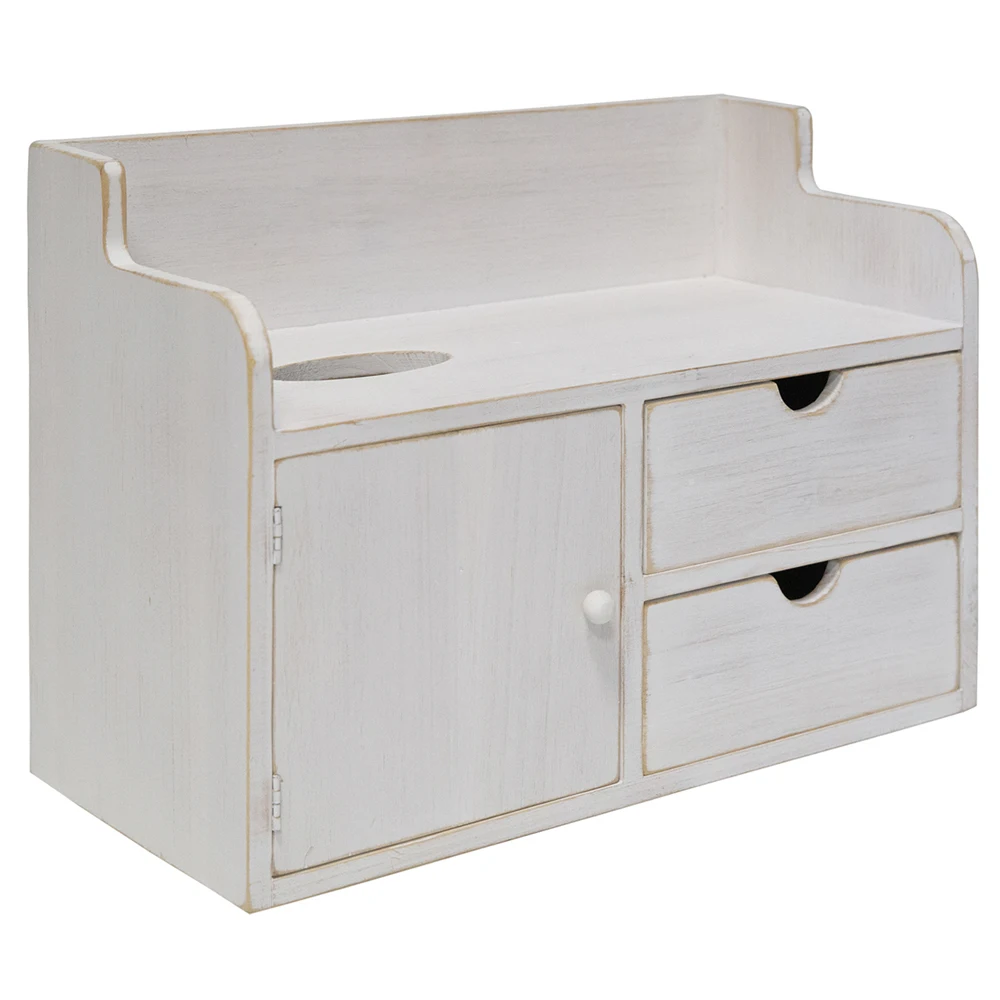 Amazon is selling well 2021 New Design White Vintage Wood Desktop Organizer - Tabletop Paper Towel Rack