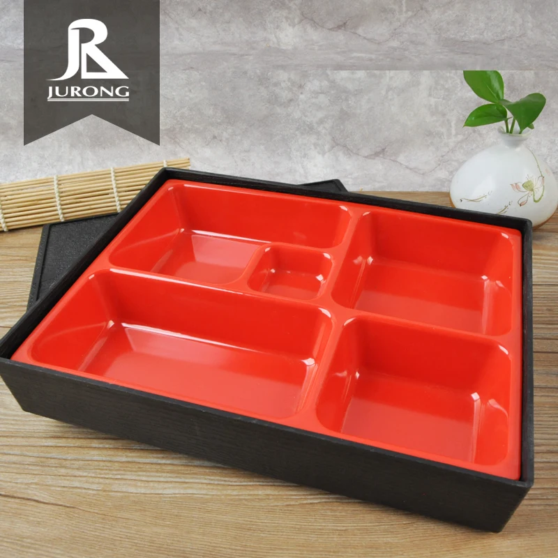 Wholesale unbreakable Durable compartment plastic melamine bento lunch box 4 division