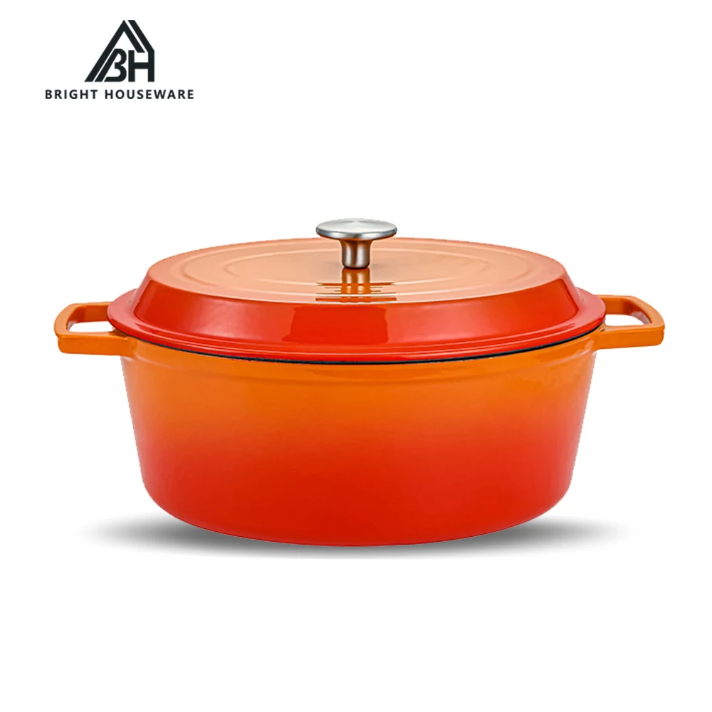 Bright Houseware Custom Oval 29cm Casserole Kitchenware Baking Pan Food Warmer Cooking Pot Enamel Cast Iron Casserole Dish
