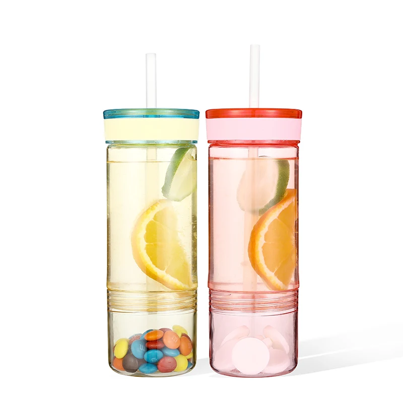 New design hot selling plastic bottle plastic drinking water bottle with straw divide plastic water bottle
