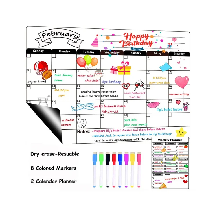 Recording Schedule Whiteboard Monthly Planner Magnet Custom Magnetic Dry Erase Calendar For Fridge